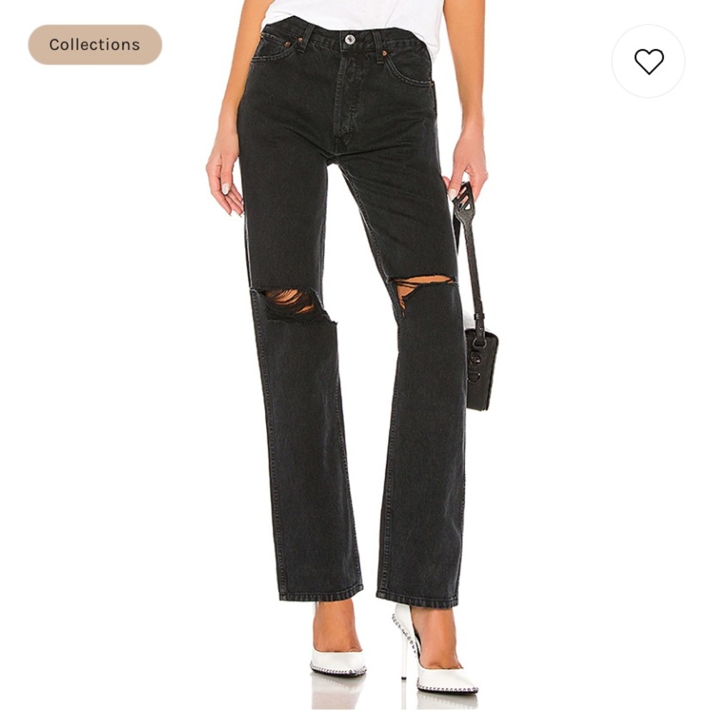 RE/DONE 90s high rise loose / black with rips / 25